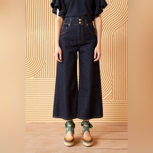 NWOT Ulla Johnson Yvette Wide-Leg Cropped Denim
